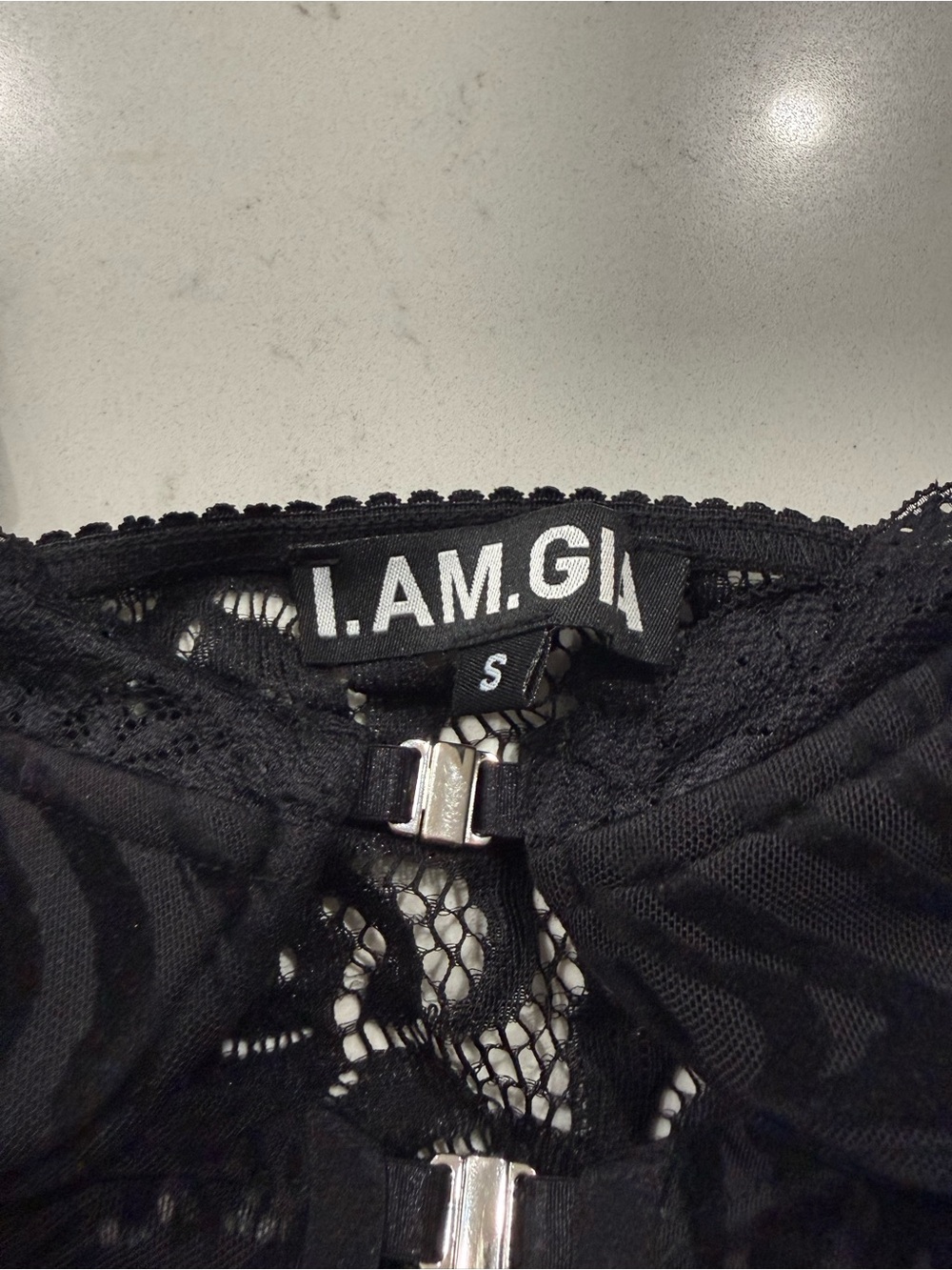 I. AM. GIA Black Lace Corset Top with Adjustable Straps. Size Small - Picture 3 of 6